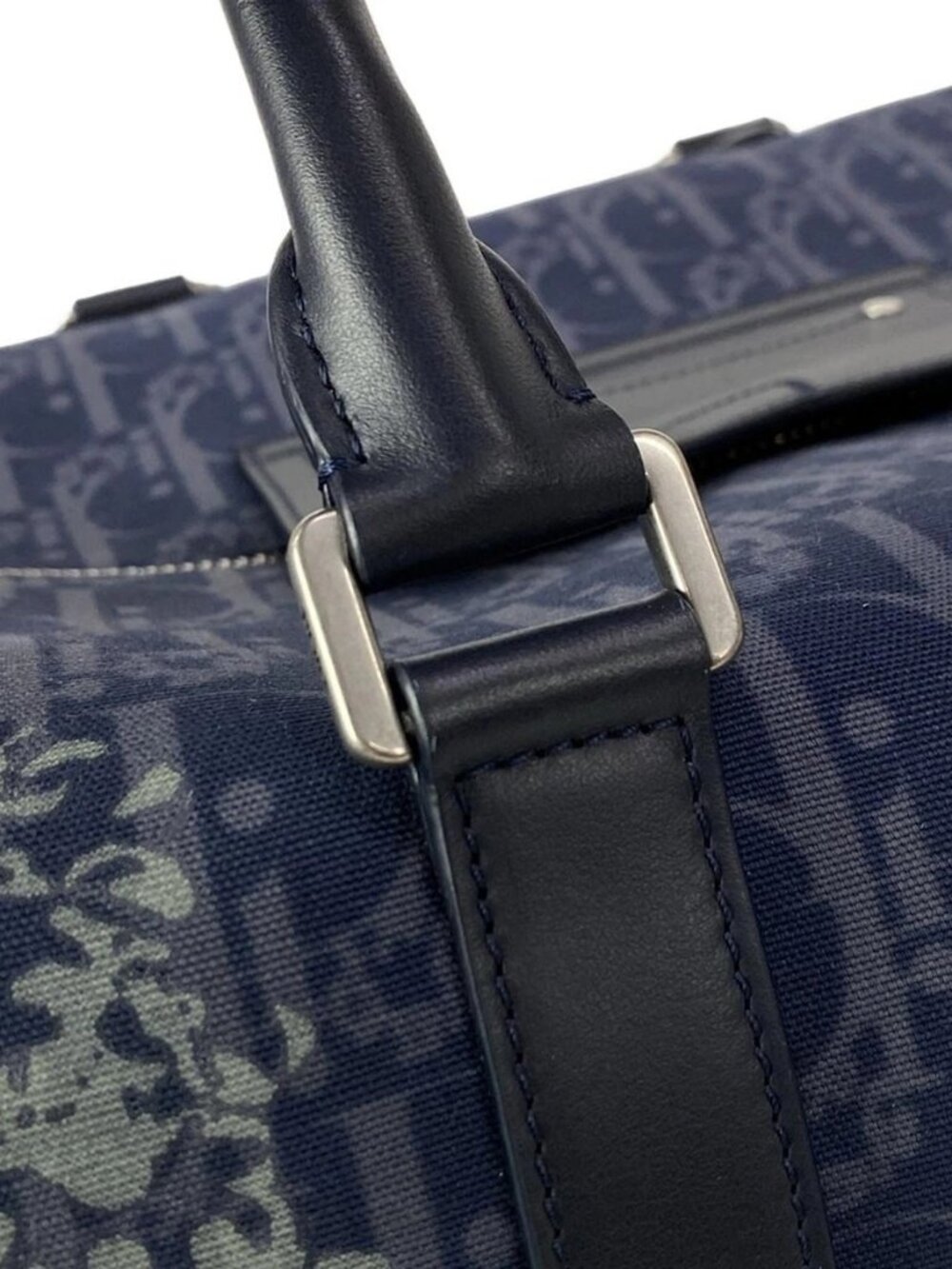 DIOR/ChristianDior Rango 50 Navy Dark Navy Multi Canvas Leather Boston Bag - Picture 9 of 13